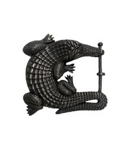 Vintage Huge Barry Kieselstein Alligator Belt Buckle Sterling Silver