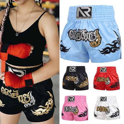 Farabi Sports Bambini Pantaloncini Muay Thai Junior Youth Ragazzi e Ragazze Pantaloncini Kick Boxing per Arti Marziali MMA Cage Fighting e Training (IT, Testo, XS, Regular, Regular, White/Black