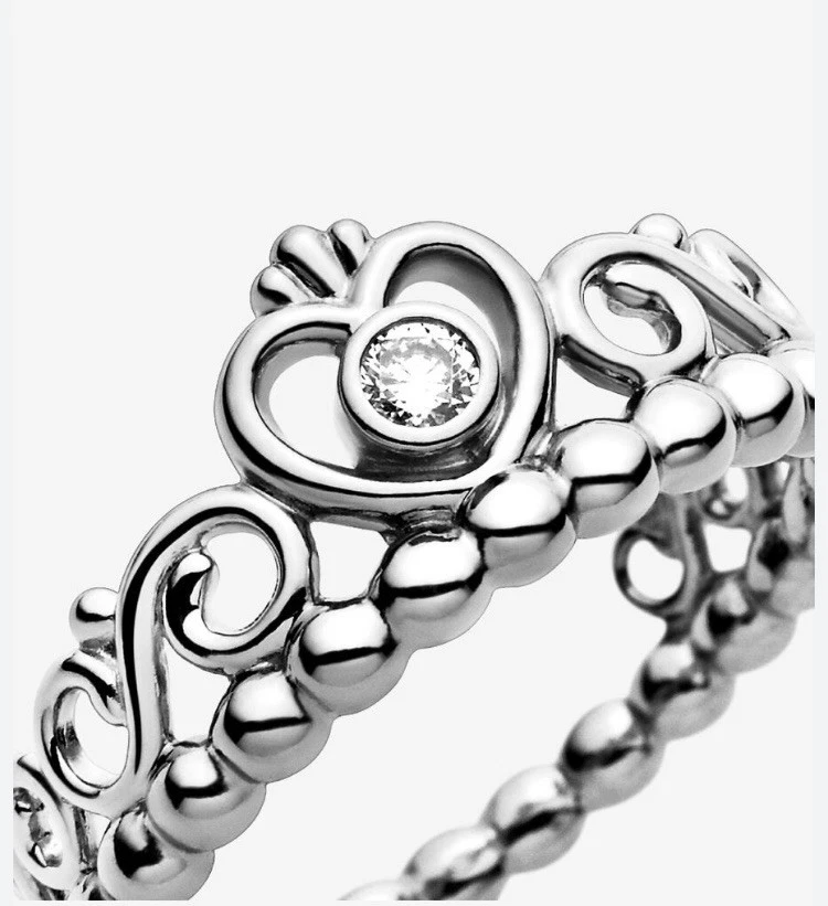 Authentic Pandora Heart Tiara Sterling Silver Ring with Cubic Zirconia Size 5.5 - Image 2 of 4