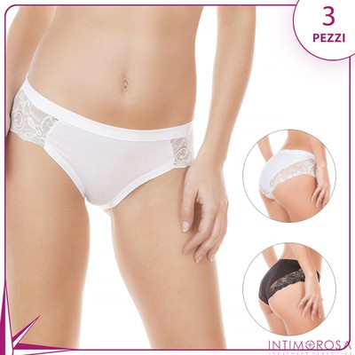 Damen Slip Low Waist Jadea 520 Baumwolle und Spitze 3 Stück