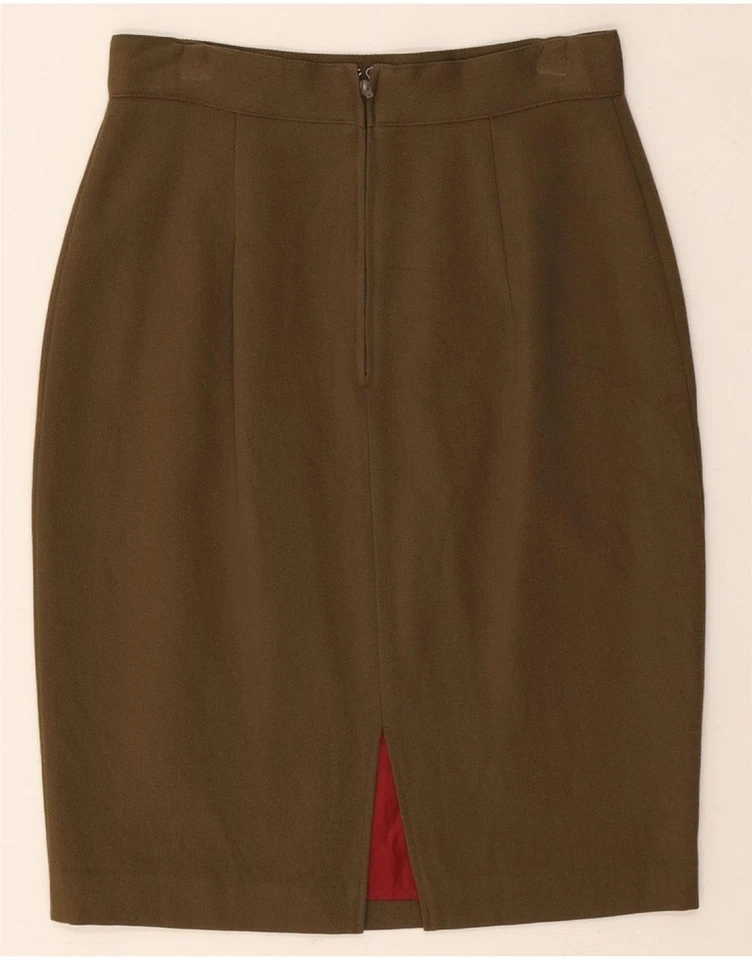 Falda lápiz BENETTON cintura alta para mujer IT 42 mediana W26 lana caqui DO07 Foto 2 de 3