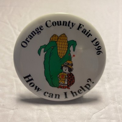 1996 Vtg Orange County Fair Employee ''How Can I Help'' Pinback 2-1/4'' Button Pin