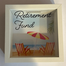 Wooden Retirement Fund Shadow Box Bank - 5.75" x 5.75"