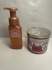 Bath  Body Works Snowy Peach Berry 2-Piece Set - Foam Hand Soap  3-Wick Candle
