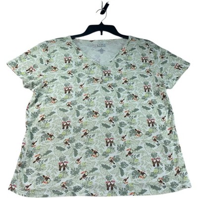 Croft & Barrrow Shirt Womens Size XL White Green Tucan  Short Sleeve 100% Cotton