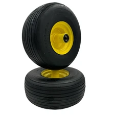 Set of 2 - 15x6.00-6 Flat Free Rib Wheel Assembly (3/4 Axle, 7 Inch Hub)