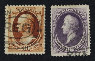 CKStamps: US Stamps Collection Scott#217 218 30c 90c Used Small Thins