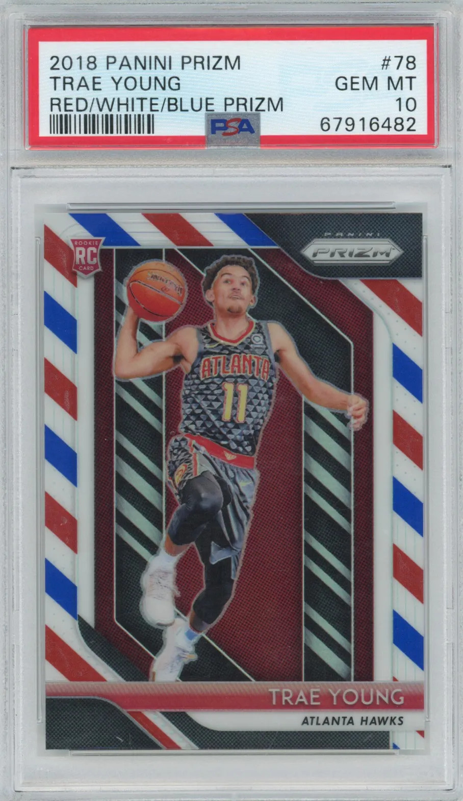 2018 Panini Prizm Trae Young Red White Blue #78 PSA 10