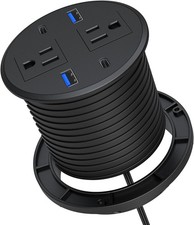 Einbausteckdose mit AC-Steckdose, 7,6 cm 3 Zoll USB-C, Schwarz