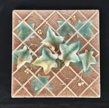AMERICAN ENCAUSTIC TILE COMPANY 6" TILE WITH A MAJOLICA GLAZE....1880