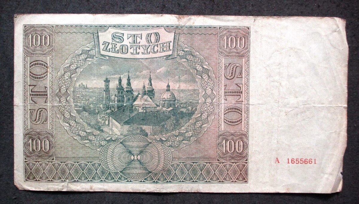OLD BANKNOTE OF POLAND 100 ZLOTYCH 1941 WORLD WAR II GERMAN