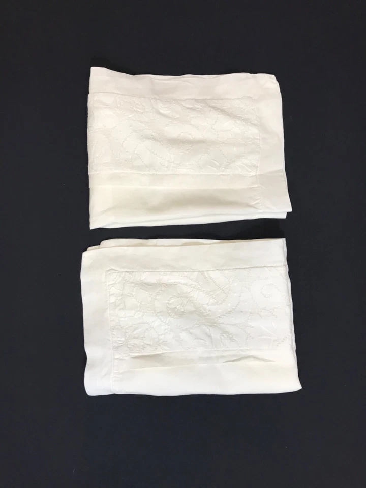 2 fundas de colección 1989 PAPEL BLANCO bordadas a mano almohada blanca simulada mezcla de lino 27x20 Foto 2 de 4