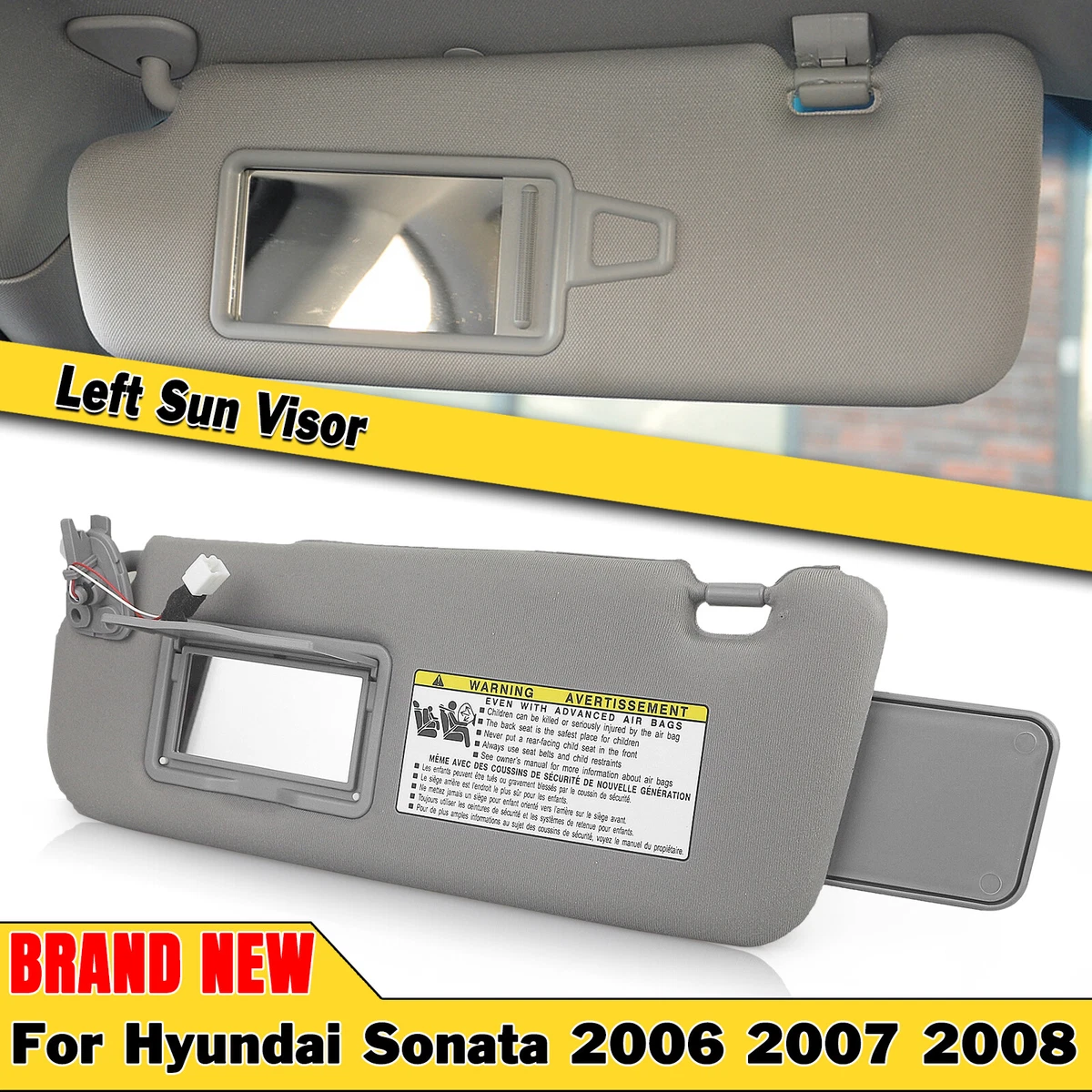 Car Gray Left Driver Side Sun Visor Sun Shade Cover For 2006 2008