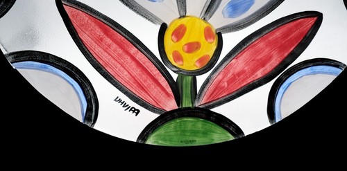 Schwedische Kunst Glas Kosta Boda handbemalt signiert Ulrica große 15" Platte selten - Bild 4 von 6