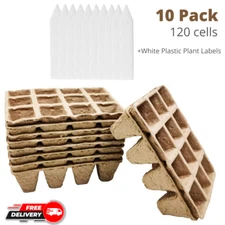 10 Pack Seed Starting Trays Peat Pots for Seedlings Seed Starter Tray 120 Cells