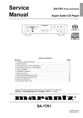 Service Manual-Anleitung für Marantz SA-17 S1 