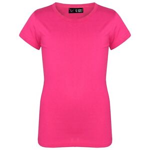 Kids Girls Pink Designer T Shirts 100 Cotton Plain School T Shirt Top 3 13 Year Ebay