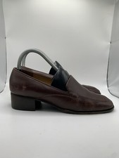 Coach Women's Brown Leather Square Toe Heeled Slip On Loafer Shoe Size 8 C