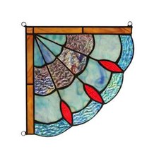 Tiffany Style Stained Glass Corner Window Panel Handcrafted Art Glass Suncatcher
