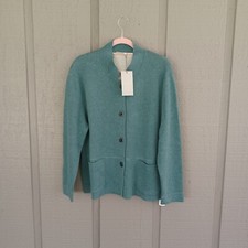 Poetry Double Knit Cotton Jacket Sz 12 Women Organic Cotton Blend In Dark Ocean