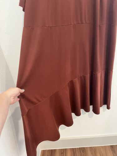 Who What Wear Women's Burnt Orange Asymmetrical Short Sleeve Midi Dress Fall 3X - Picture 4 of 11