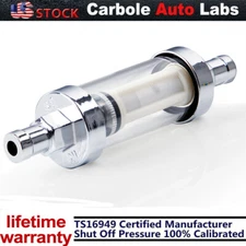 10mm 3/8'' Universal Fuel Filter ​Clear View Inline 3/8" Chrome Glass Hose Barbs