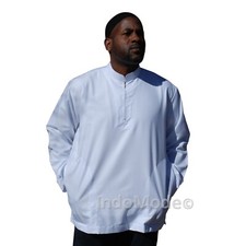 Long Sleeved White Men  s Shirt with zipper Muslim Clothing Mumtaz Islamic NEW