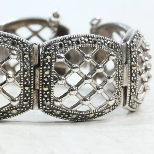 .925 Sterling Silber und Markasiten 8-Panel Korbgeflecht Design - Bild 3 von 10
