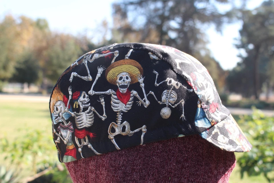 Boné de ciclismo fiesta de muertos tamanho único 100% ALGODÃO feito à mão novo - Imagem 3 de 4