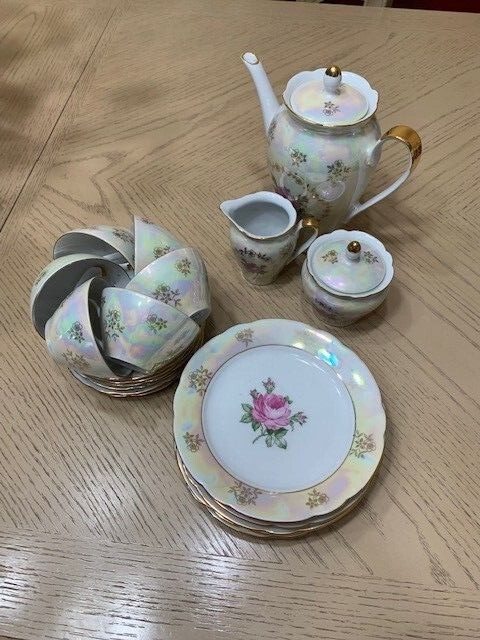 Kahla GDR Fine German Porcelain flower Tea Set Pot Cup
