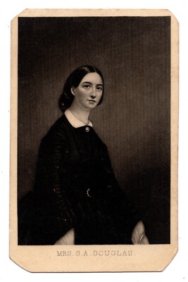 ANTIQUE CIRCA 1860s CDV OF ADELE DOUGLAS, WIFE OF SENATOR STEPHEN DOUGLAS