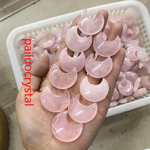 50pcs Wholesale Natural Rose quartz Moon Quartz Crystal Carved Skull Pendant 1" - Picture 9 of 12