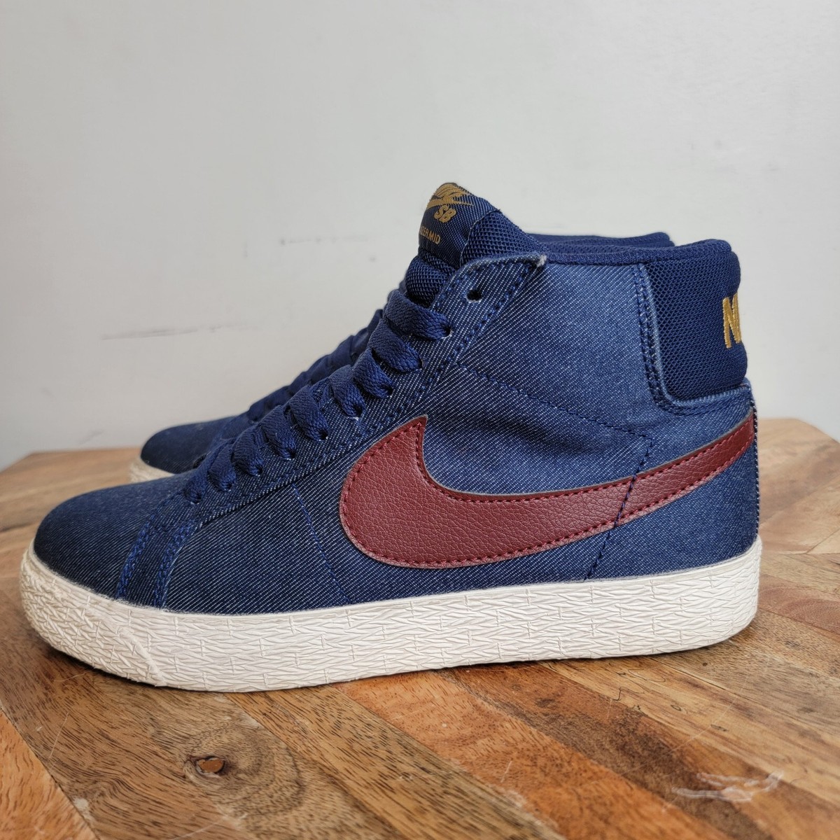 Nike SB Zoom Blazer Mid Raw Denim Blue Dark Team Red Men
