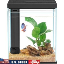 Betta Fish Tank 2 Gallon Glass Aquarium Kit W/ LED Light Filter Easy Clean New
