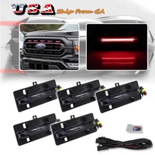 For 21-23 Ford F-150 Xl Xlt Smoked Lens Grille Grill Insert Lights Red Led Set