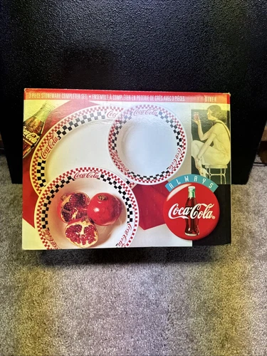 Vintage Coca Cola Gibson 3 piece serving Set  Stoneware Diner NIB 513