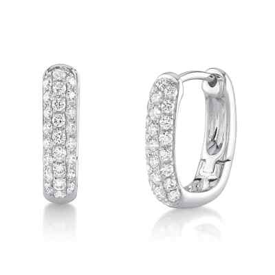 14K Weißgold Diamant Quadrat Rechteck Huggie Ohrringe Natürlich 0,50CT Rundschliff