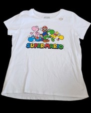 Image of NEW SUPER MARIO T-SHIRT SIZE  XL WHITE RAINBOW COLORS NINTENDO
