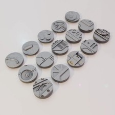 15 x 25mm Sci-Fi Round Bases for Miniatures - 3d Printed Base Toppers