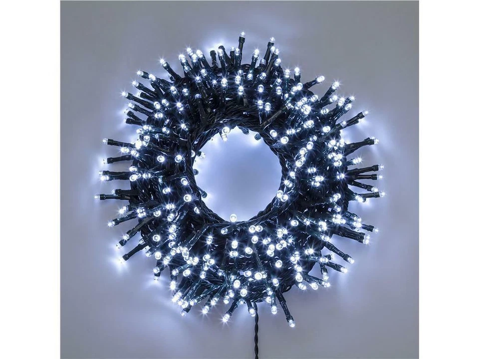 MAURER Catena luminosa 1000 led bianco FREDDO Interno/Esterno 50mt LUCI ALBERO NATALE