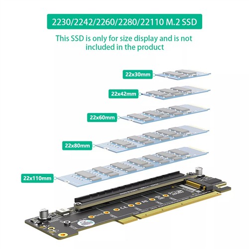 Pour M.2 NVMe SSD PCIe 4.0 X16 vers Dual NVMe et 1xMore Adaptateur Signal PCIe x16 x8 - Photo 4/9