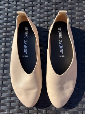 OPENING CEREMONY Maia Beige Leather Almond Toe Ballet Flats Size EU 39 Us 9 $195