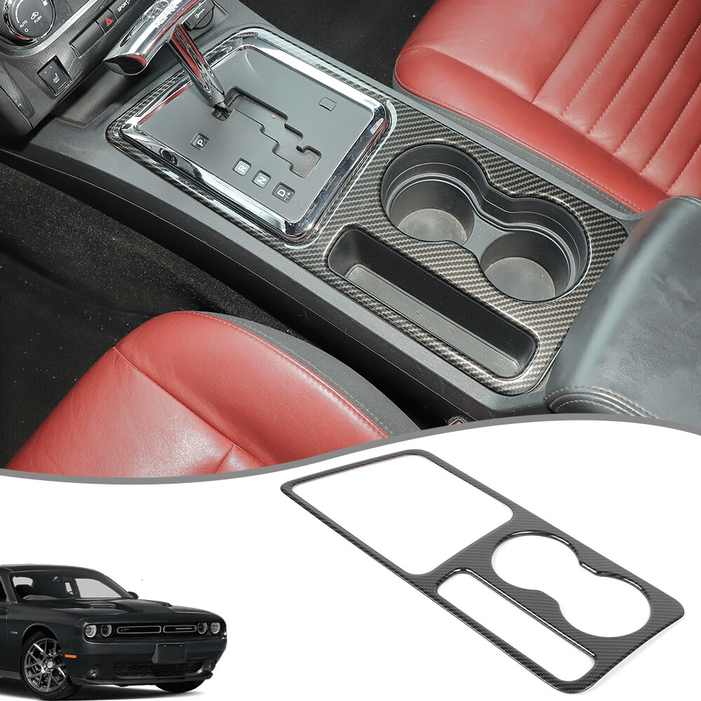 Carbon Fiber Gear Shift Panel & Cup Holder Trim For 2009-2014 Dodge Challenger