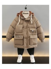 Kids Autumn Winter Boys Jacket Warm No-wash Fashion Coat Hooded Zipper Outerwear