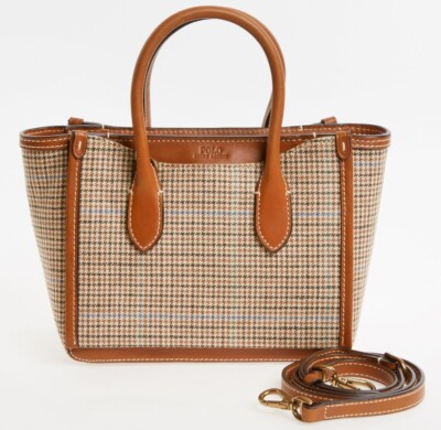 POLO RALPH LAUREN sac cartable marron pied de poule mini sloane