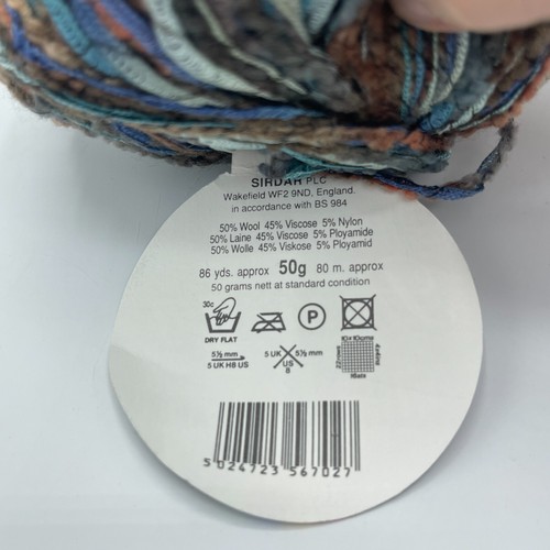 8 Sirdar Harlequin Chenille Variegated Blue Browns Yarn Skeins 86 Yards Each - Picture 5 of 6