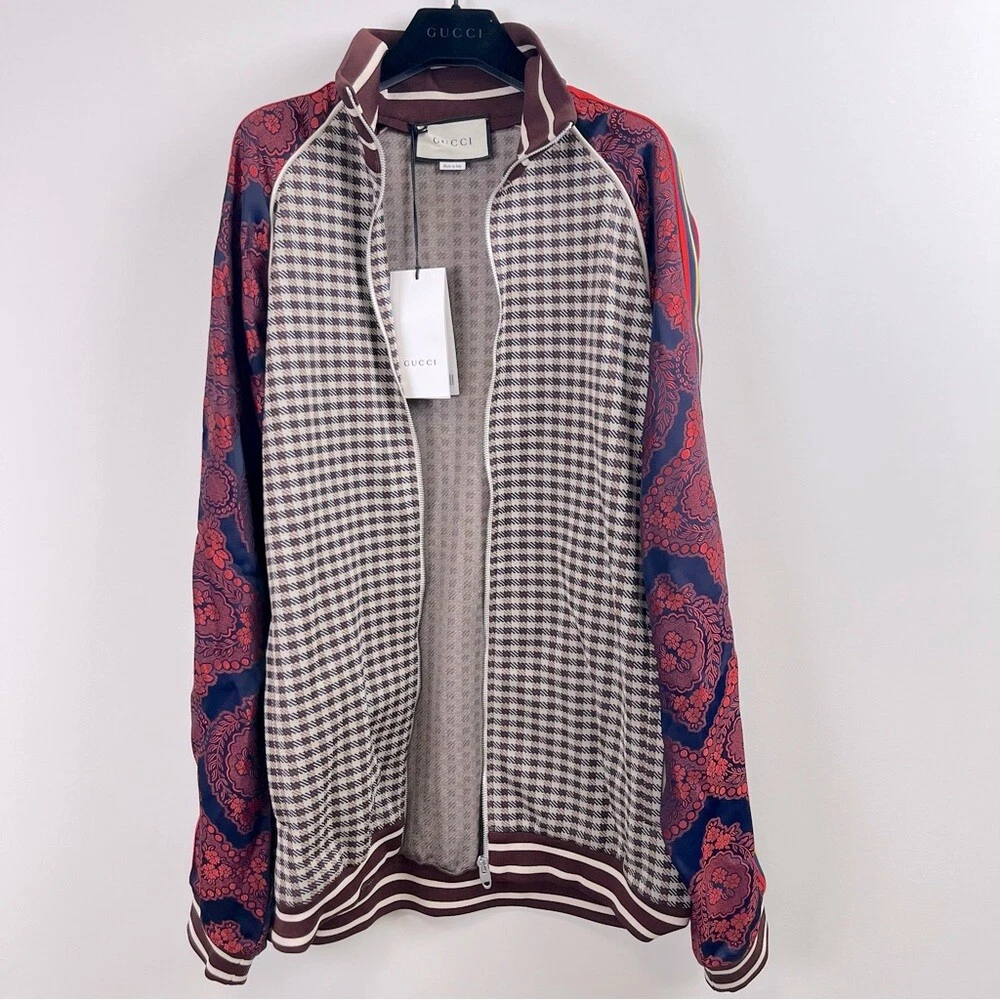GIACCA TRACK GUCCI MICRO CHECK E STAMPA PAISLEY taglia XS vestibilità media grande nuova con etichetta