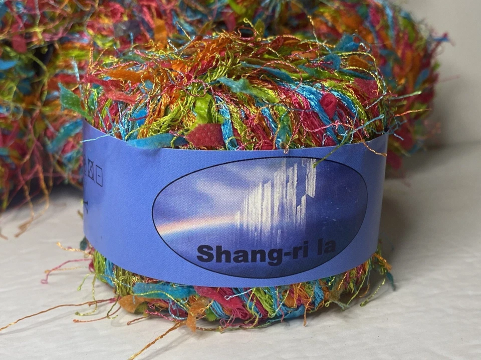 SIX Skeins Rainbow Shangri-La NEON 100% Nylon Eyelash Fiber 300g Knitting Italy - Image 3 of 4