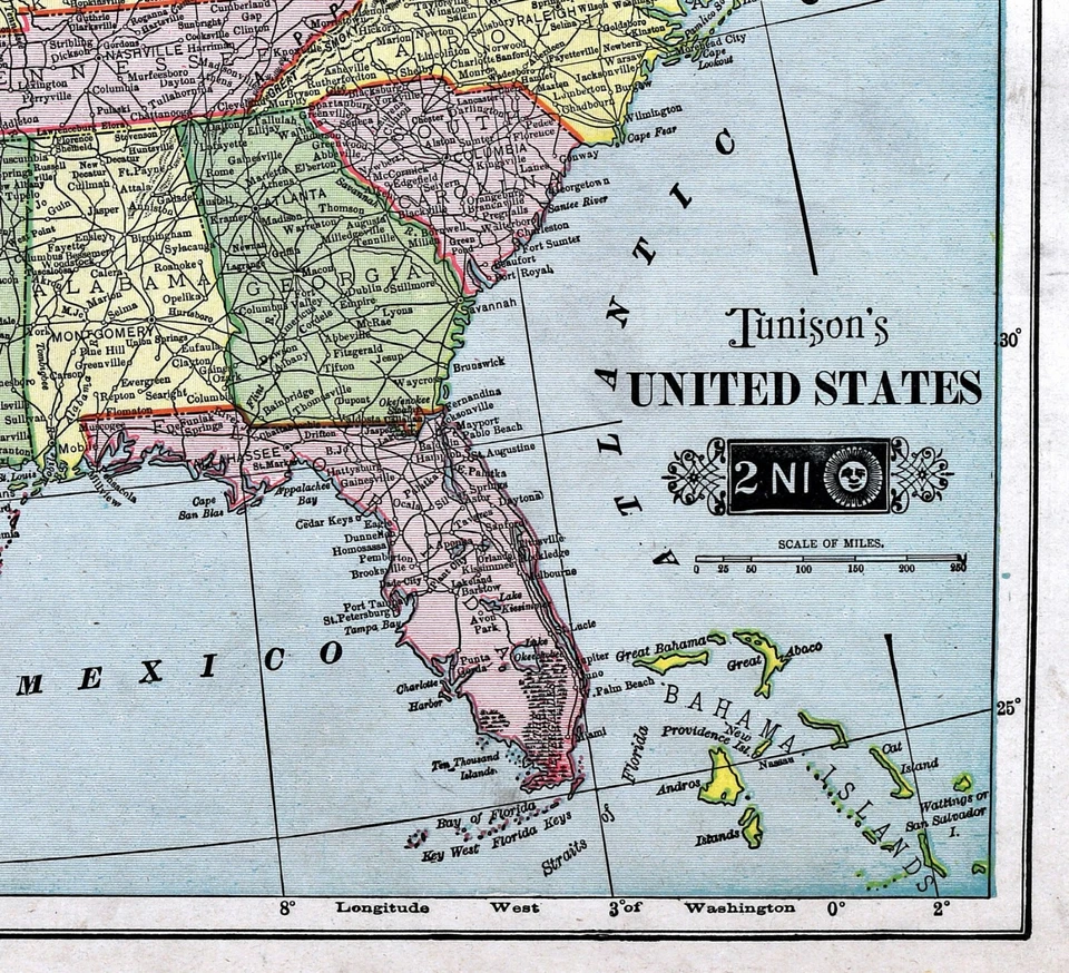 1901 Карта Тунисона Индейская территория США Оклахома Аляска Вашингтон Техас - Изображение 2 из 4
