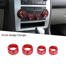 Red Center Air Conditioner Switch Knob Trim Cover Ring for Dodge Charger 2006-10